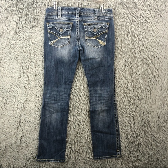 Silver Jeans McKenzie Womens 31 Slim Bootcut Distressed Denim Slit Hem - Picture 1 of 16